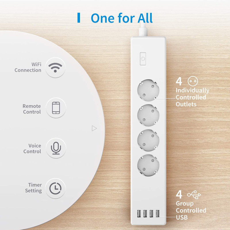 Ciabatta HomeKit WiFi USB a 4 prese di Meross
