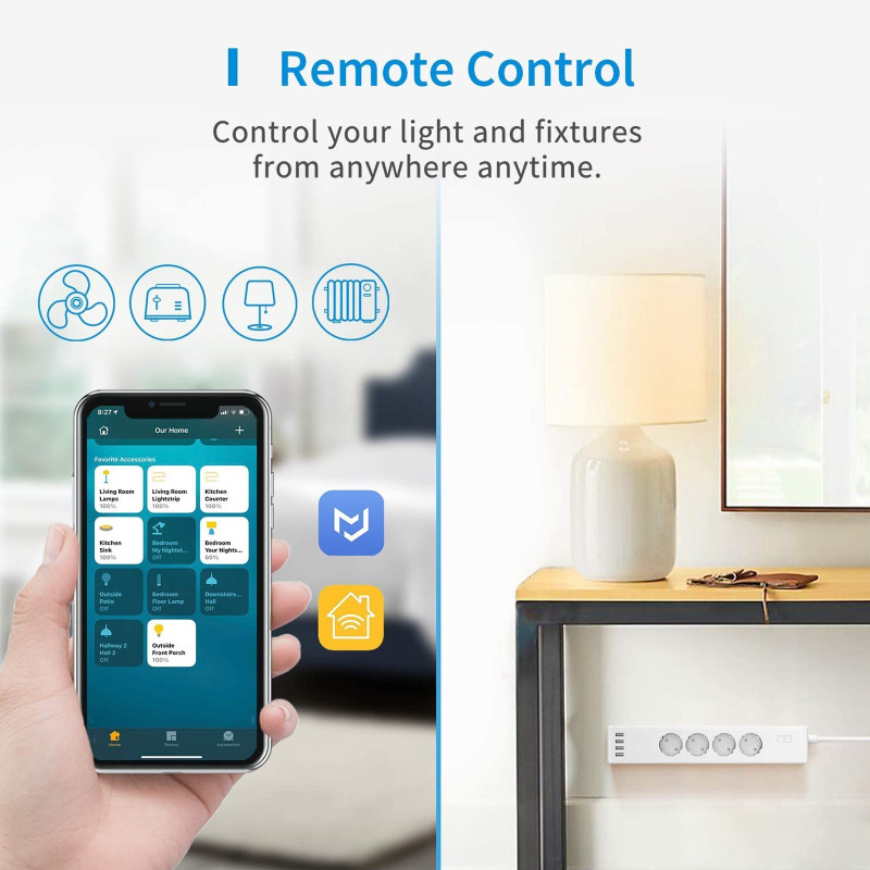 Ciabatta HomeKit WiFi USB a 4 prese di Meross