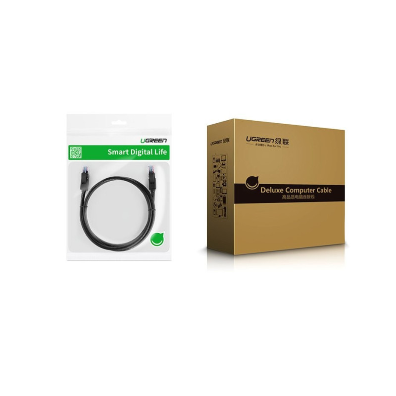 Ugreen kabel przewód internetowy sieciowy Ethernet patchcord RJ45 Cat 6 UTP 1000 Mbps 1 m czarny