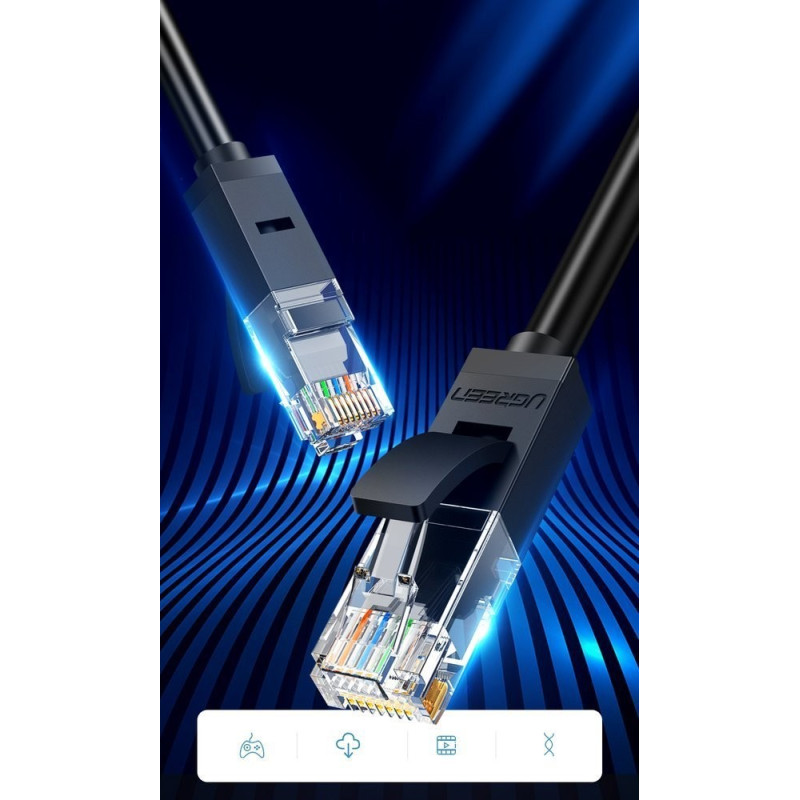 Ugreen kabel przewód internetowy sieciowy Ethernet patchcord RJ45 Cat 6 UTP 1000 Mbps 1 m czarny