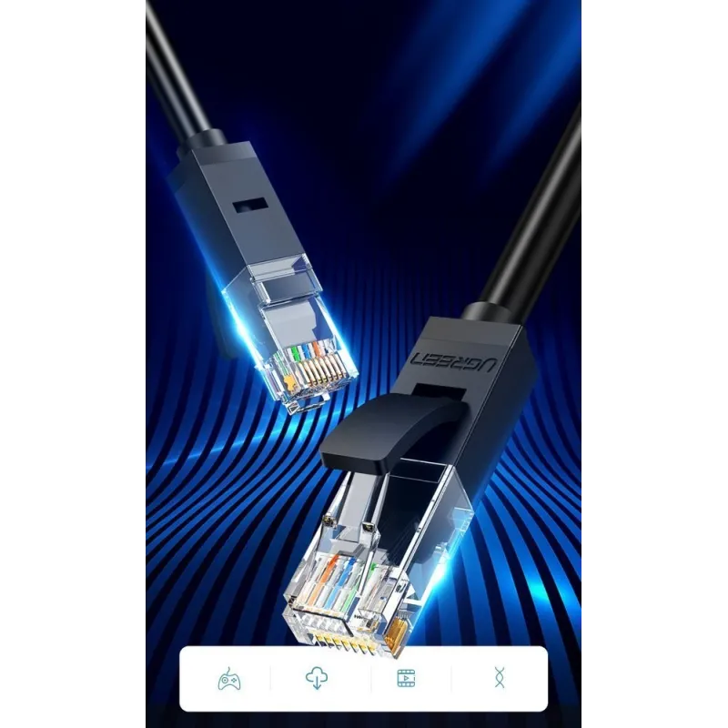 Ugreen kabel przewód internetowy sieciowy Ethernet patchcord RJ45 Cat 6 UTP 1000 Mbps 1 m czarny