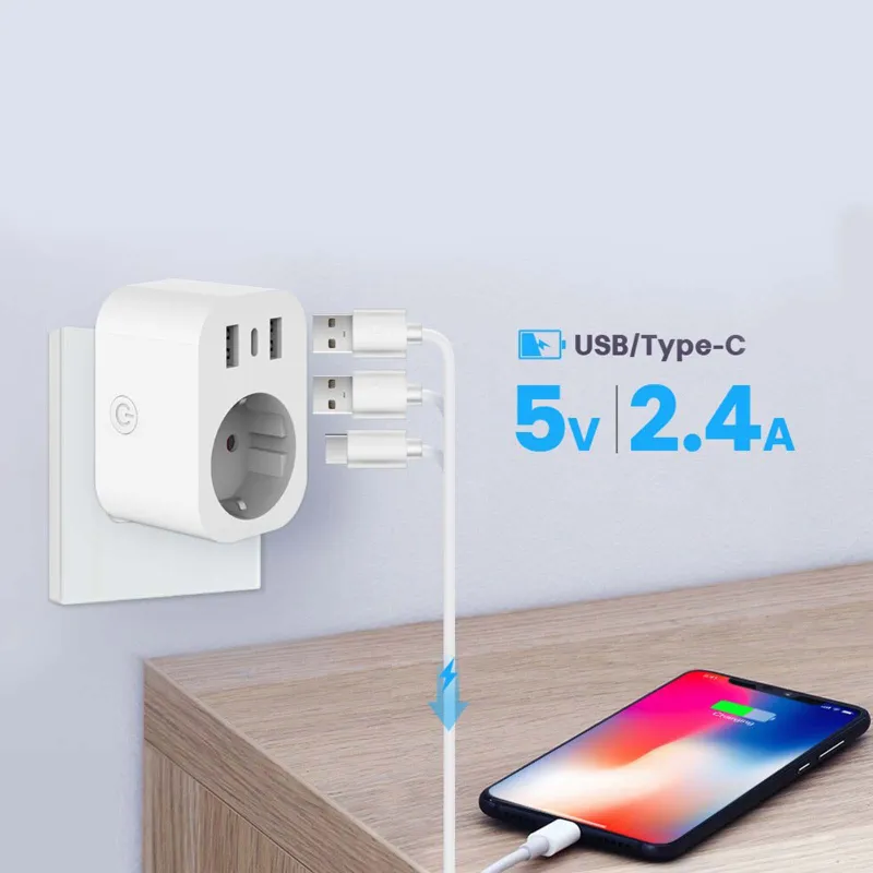 Tuya WiFi-Steckdose mit USB-Anschlüssen