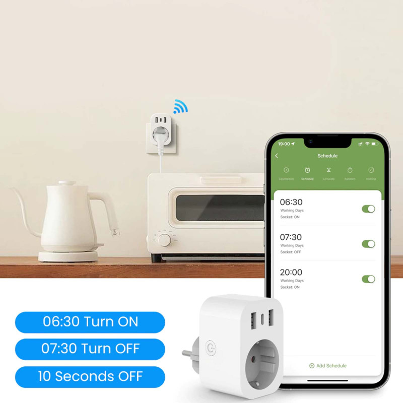 Tuya WiFi-Steckdose mit USB-Anschlüssen
