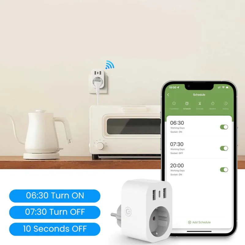Tuya WiFi-Steckdose mit USB-Anschlüssen
