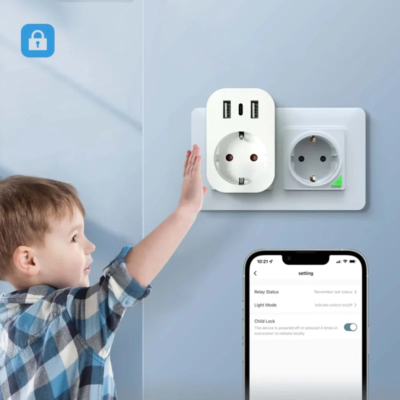 Prise intelligente Tuya WiFi avec ports USB