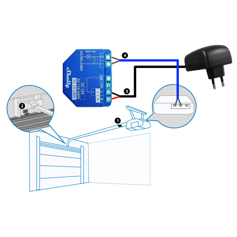 Shelly Garage door controller with sensors for TeslaGarage.co.uk