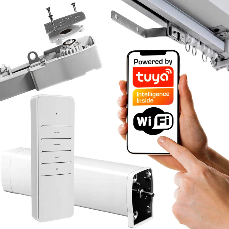 Szyna Karnisz elektryczny do zasłon ZESTAW z silnikiem Tuya WiFi