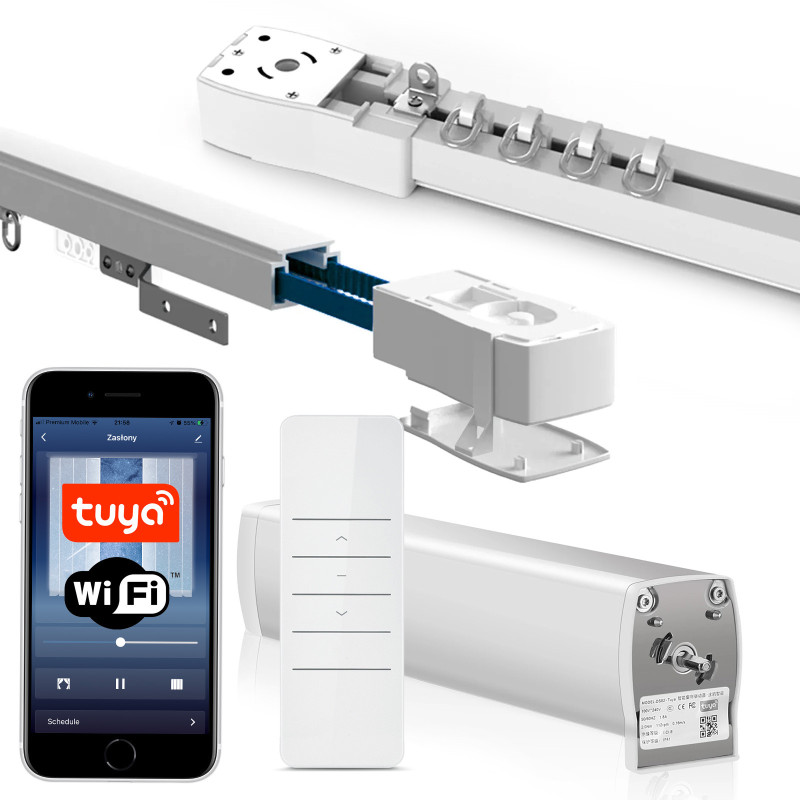 Szyna Karnisz elektryczny do zasłon ZESTAW z silnikiem Tuya WiFi