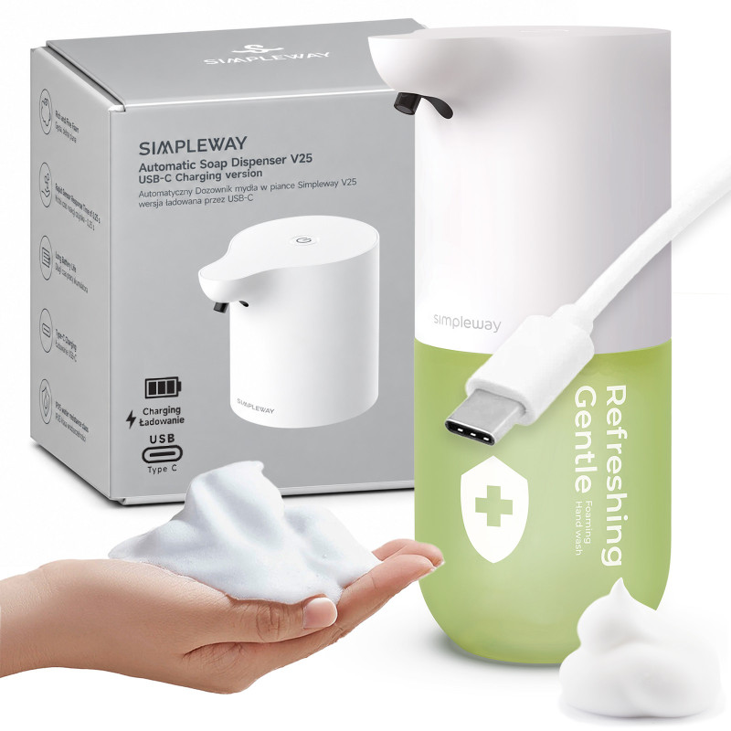SIMPLEWAY Automatic Foam Soap Dispenser with Soap, USB-C