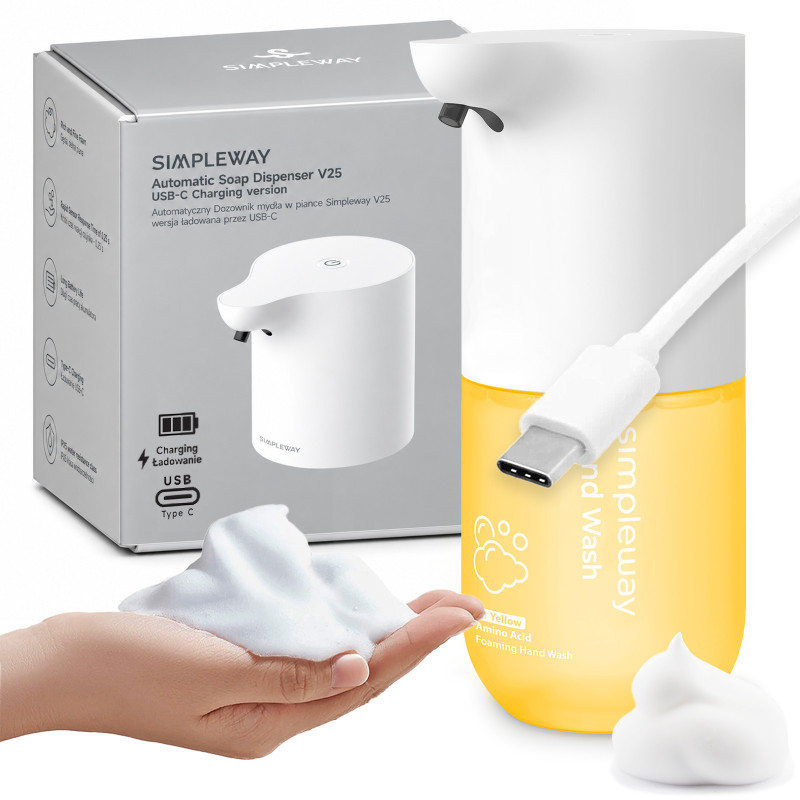 SIMPLEWAY Automatic Foam Soap Dispenser with Soap, USB-C